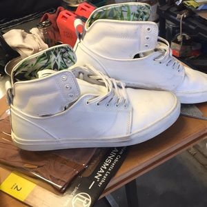Vans white leather high tops